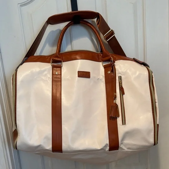 Emmafy NWOT 🔥sale🔥travel smart garment bag in cream and brown - Picture 2 of 15